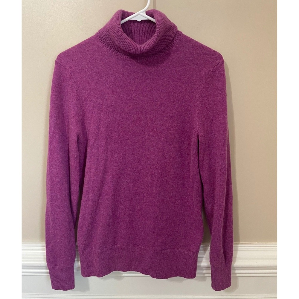 Lands End Womens Purple Heather 100% Cashmere Turtleneck Sweater Size S 6-8